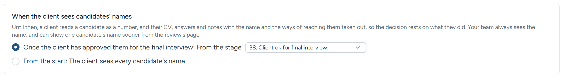The campaign's rule: Names from the final-interview stage, or from the start.