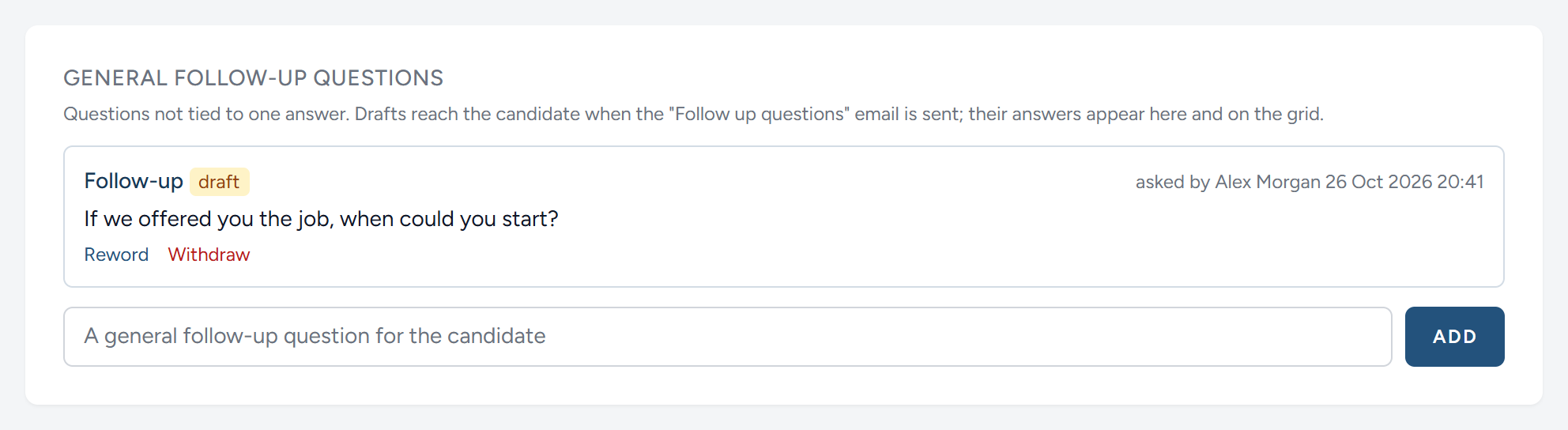 A general question, drafted and not yet sent.